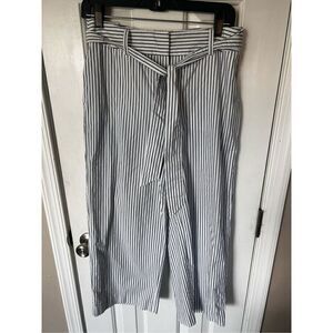 Stripped ankle pants size 2 wide leg high rise cotton blend